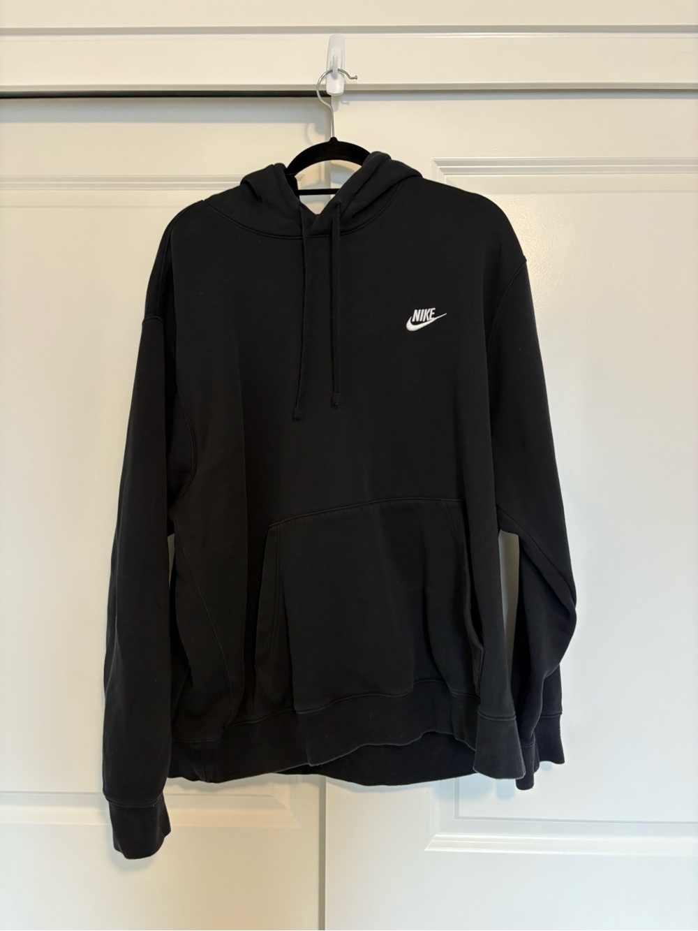 Nike Black Hoodie with White Swoosh - Men's Pullover